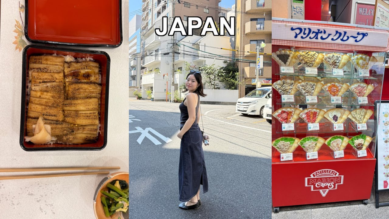 YouTube post by @bygraacee for MERIT Beauty. Caption reads: 🇯🇵 JAPAN VLOG: trying local foods, first brand....
