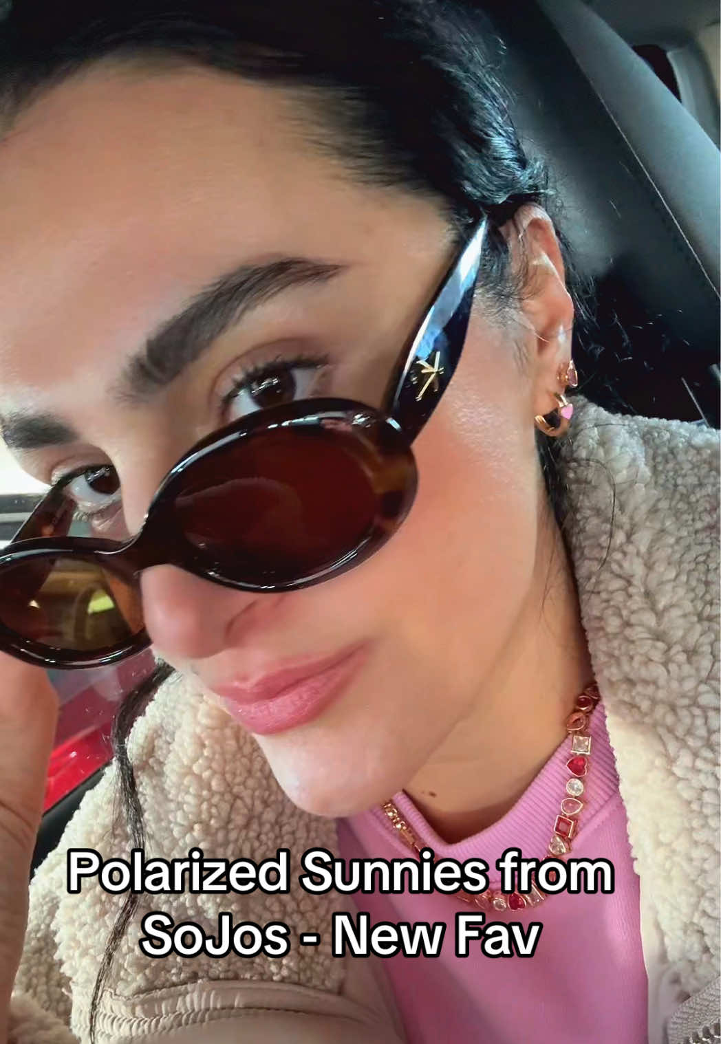 TikTok post by @cicico14 for SOJOS. Caption reads: [...] new favorite polarized sunglasses from....