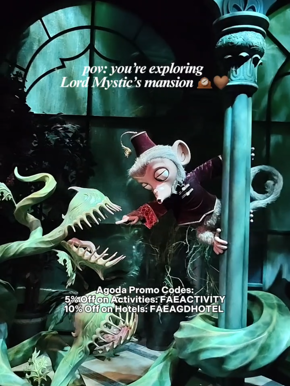 TikTok post by @faecelinee for agoda. Caption reads: pov: you’re exploring Hong Kong Disneyland’s most....