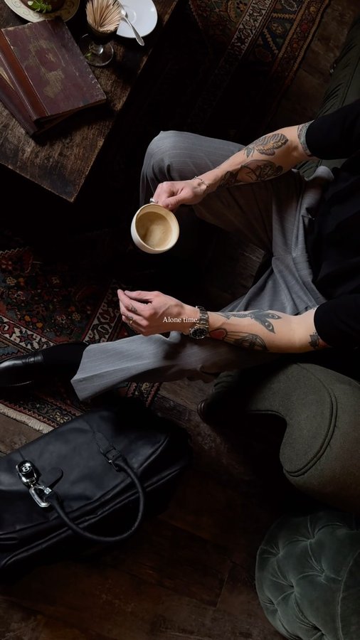 Instagram post by an influencer for Next Menswear. Caption reads: Investing in only the important things @nextman Ad....