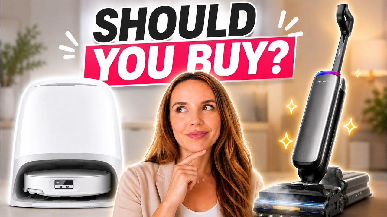 YouTube post by @shoppingwithamy for GoodMood Boutique. Caption reads: roborock and Tineco Vacuum Comparison | Robot....