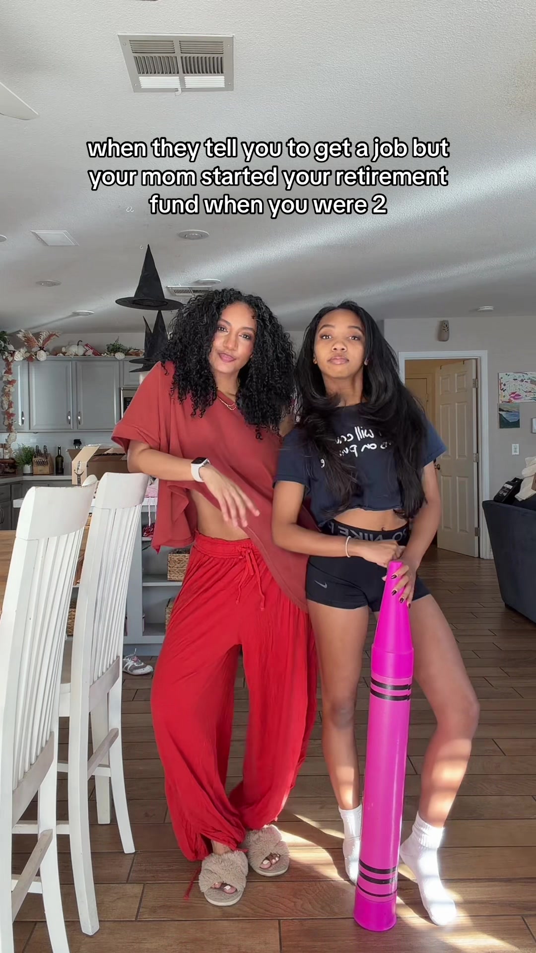 TikTok post by @jeaniceperez for Crayola. Caption reads: Traditional IRA who?!? @Crayola #momsofteens....