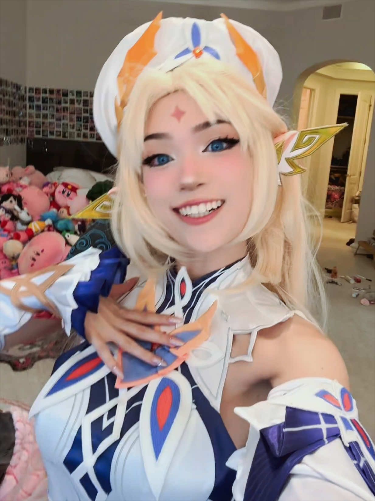 TikTok post by @emiru for GenshinCampusEU. Caption reads: Nicole is so cute!! 💛💛 @GenshinImpact_En....