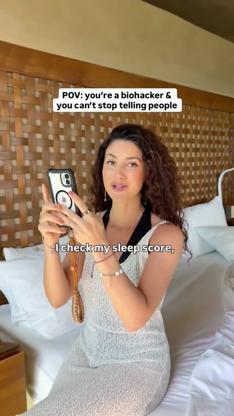 Instagram post by @thepositivelady for Ultrahuman. Caption reads: [...] oil shot @zoefull & getting data on my body....