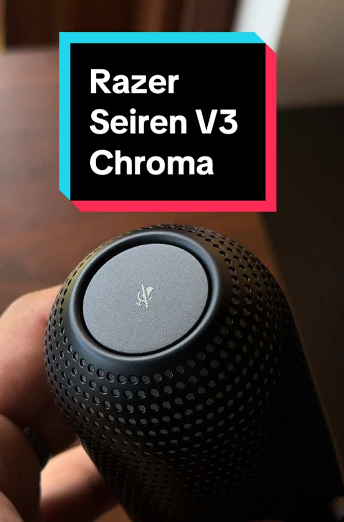 TikTok post by @knots.setup for Razer. Caption reads: Razer Seiren V3 Chroma Multi-Function Tap-To [...].