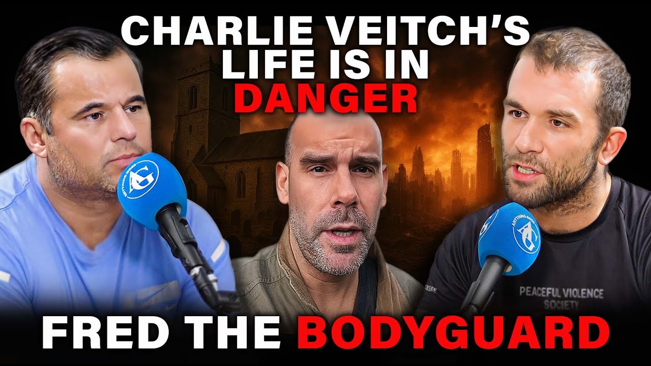 YouTube post by @JamesEnglish for Podbean. Caption reads: Protecting Charlie Veitch - Fred the Bodyguard....