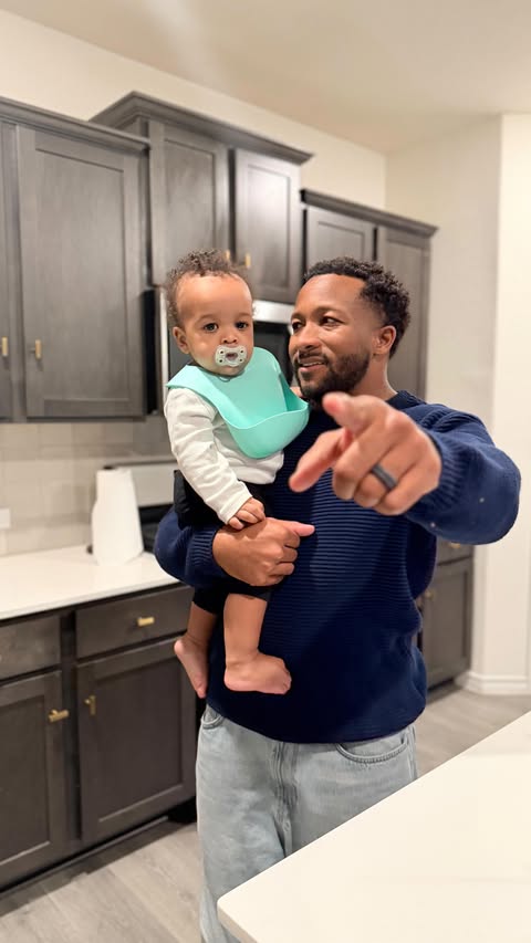 Instagram post by @deandretjones for Gerber. Caption reads: [...] Month-Old tries new snacks .🎉 We love....