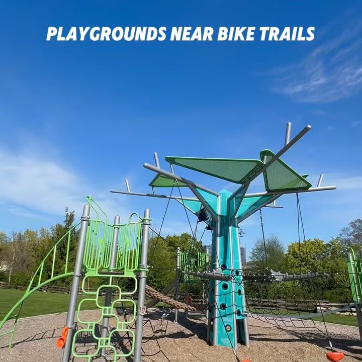 Instagram post by @victoriabcmom for Rad Power Bikes. Caption reads: What are your favourite playgrounds that are close....