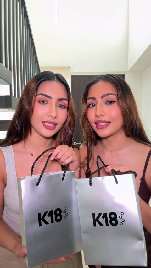 Instagram post by @rinkipamnani3 for K18 Hair. Caption reads: Unboxing in Sync 👭🛍️ @k18hair....