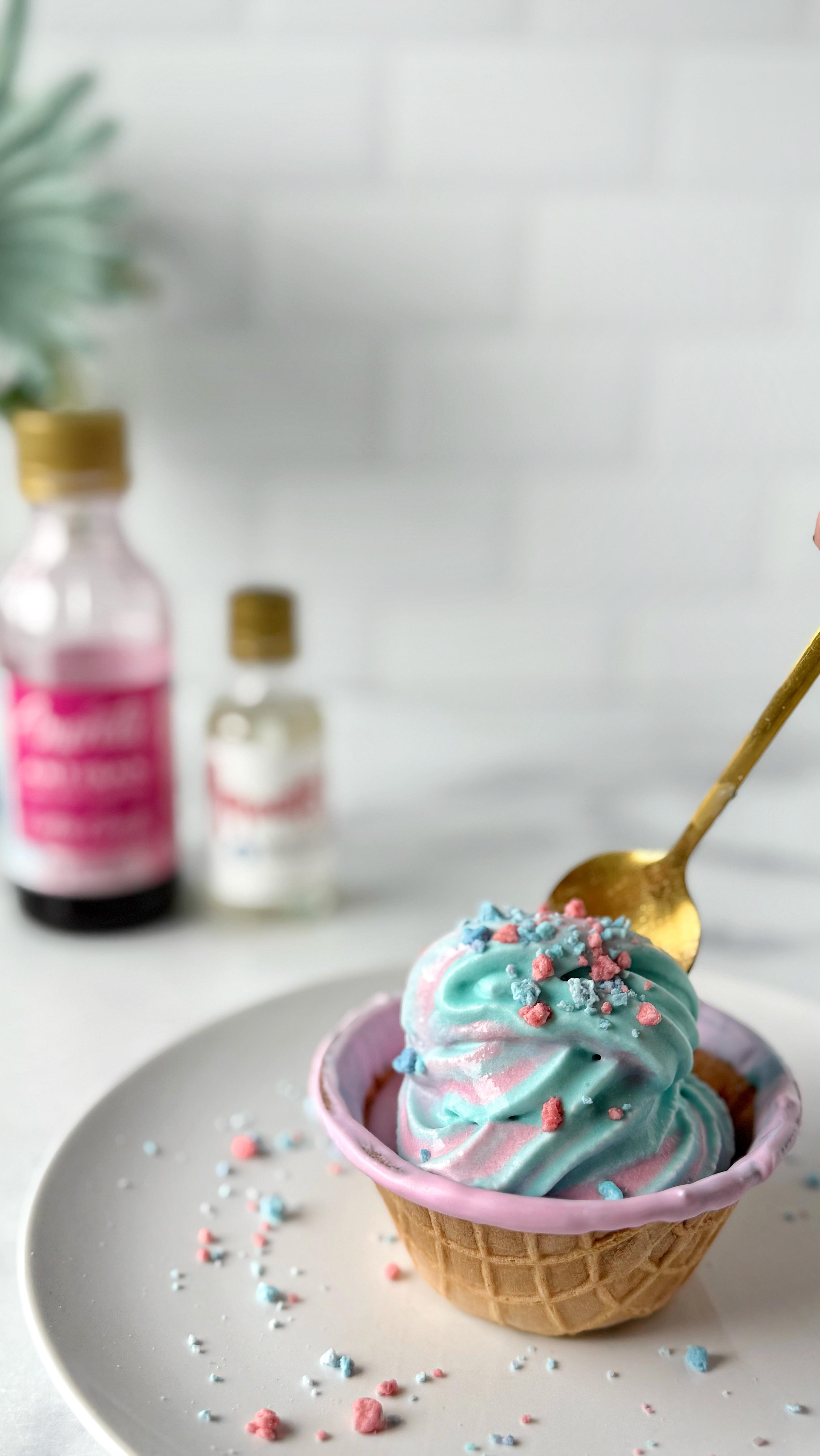 Instagram post by @sugarpusher for Amoretti. Caption reads: Soft serve just got a major glow-up! ✨....