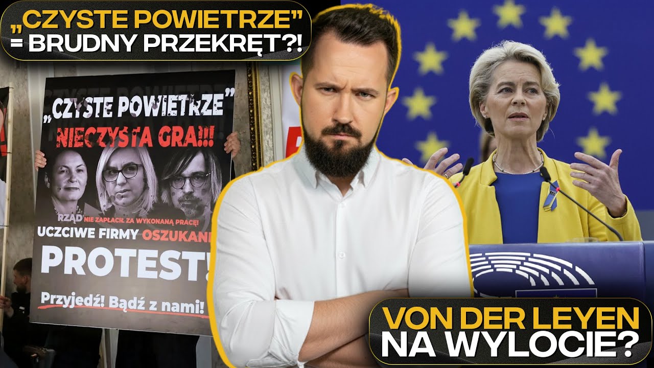 YouTube post by @Praktycznieopieniadzach for Goldsaver. Caption reads: CLEAN AIR SCANDAL: Were Poles Deceived? | Von der....