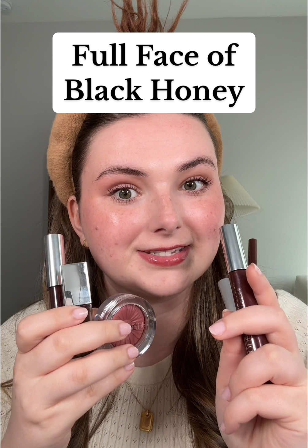 TikTok post by @.courtpaige for Clinique. Caption reads: Does black honey look good on you? 🤔 @Clinique....