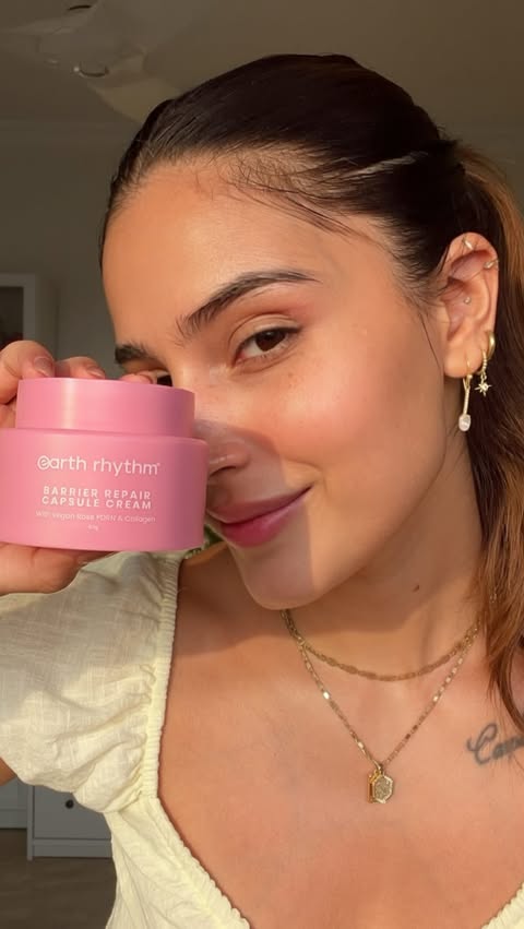 Instagram post by @anshikaav for Earth Rhythm. Caption reads: [...] korean skincare loyalist 😏🩷....