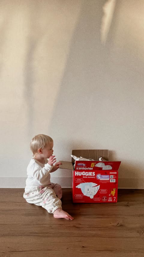 Instagram post by @torrsim for Huggies. Caption reads: #ad @huggies Little Movers gives me peace of mind....