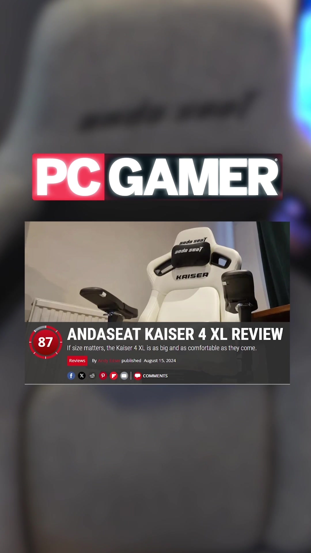 TikTok post by @cpreds_ for AndaSeat. Caption reads: [...] chair for better performance with ANDASEAT!....