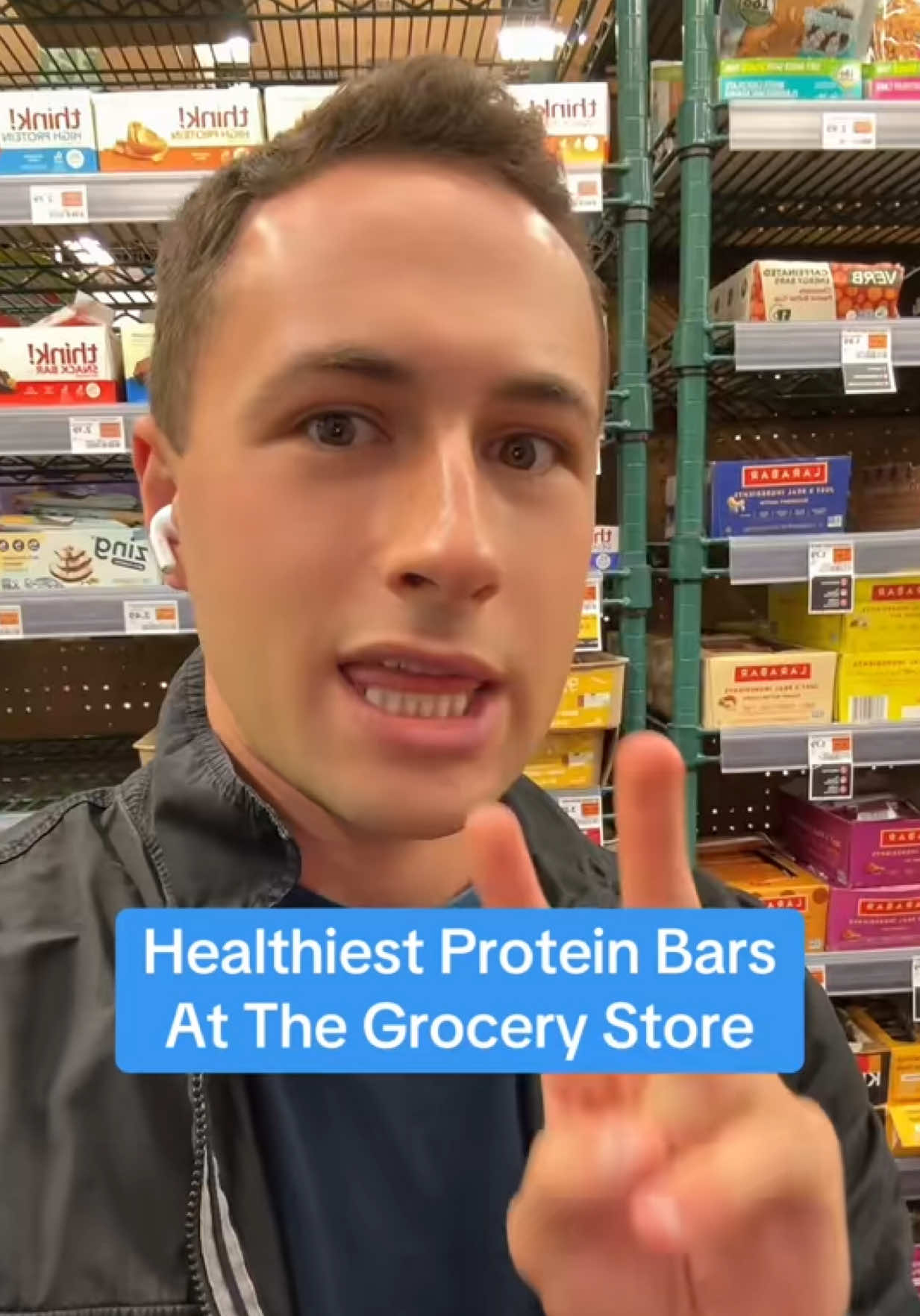 TikTok post by @healthwithhunter for MOSH. Caption reads: Healthiest Protein Bars ‼️ I filmed this video at....