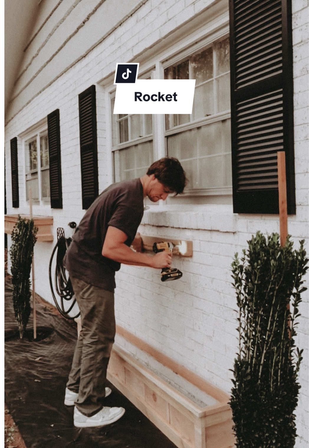 TikTok post by @drewpow for Rocket Mortgage. Caption reads: #ad Partnering with @Rocket Mortgage Every project....