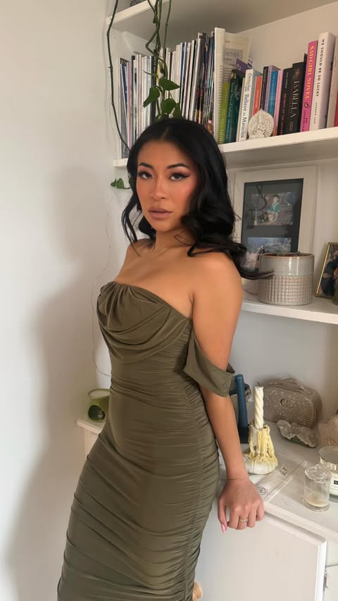 Instagram post by @taniaewong for Femme Luxe. Caption reads: The prettiest dress by @femmeluxefinery 🥹💚 Thank....