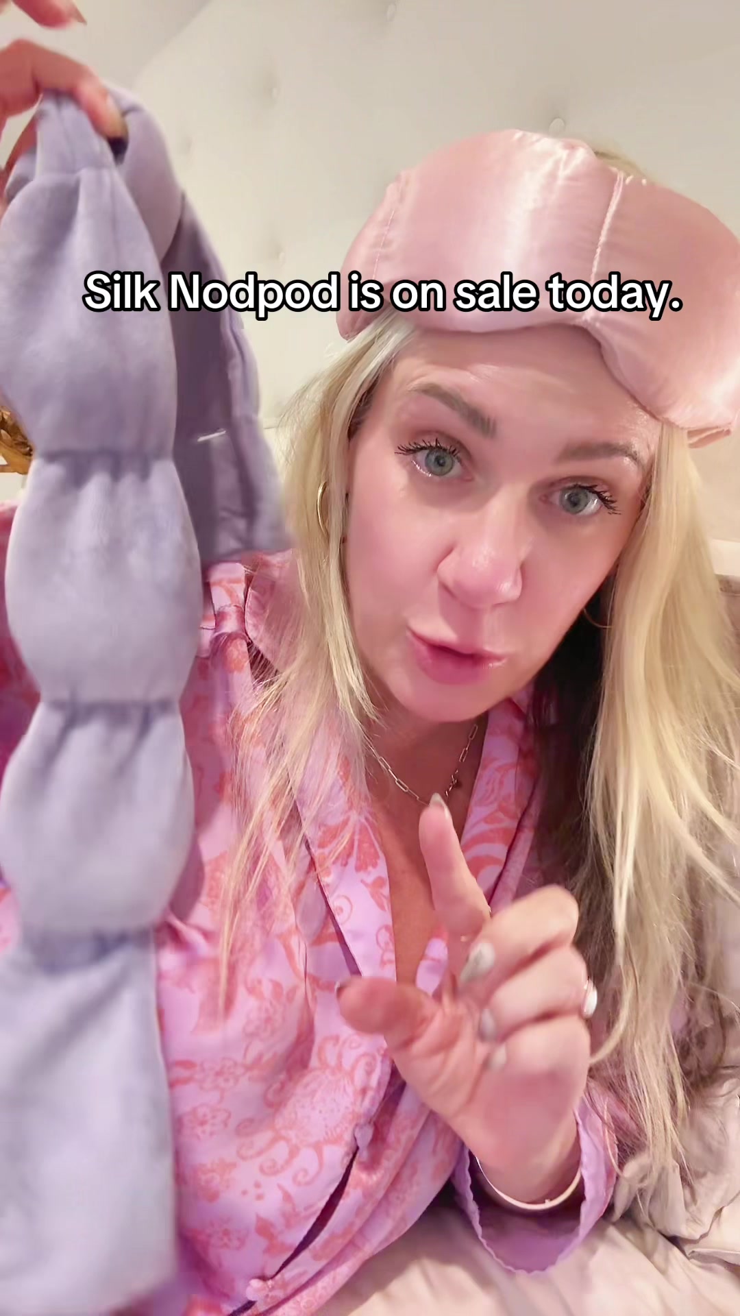 TikTok post by @goodnesshavens for nodpod. Caption reads: the Silk NodPod is the weighted blanket for your....