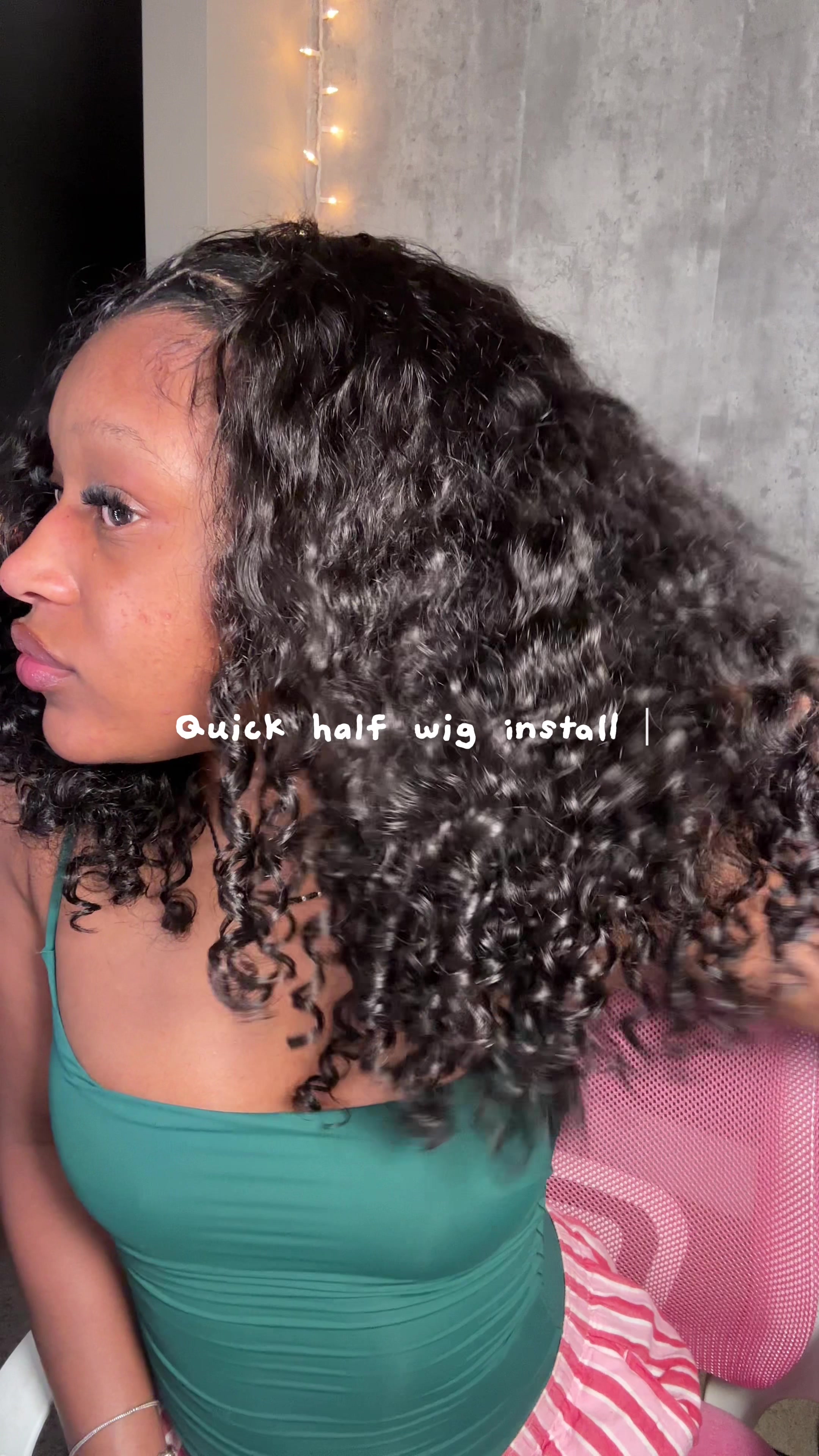 TikTok post by @zakaiyahhh for ITODAY Hair. Caption reads: @ITODAY Hair #burmesecurly #halfwig #curlyhair....