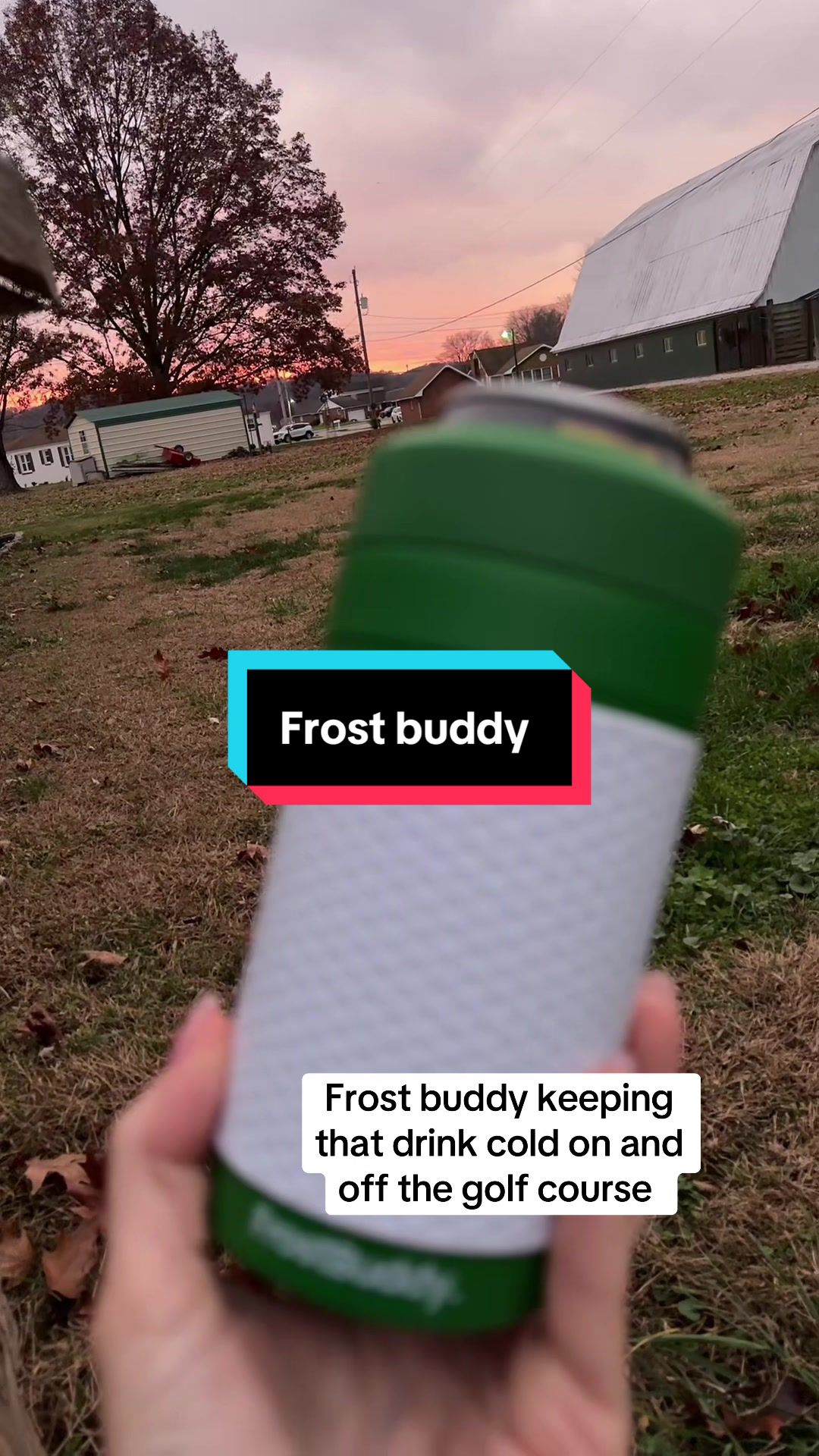 TikTok post by @hollyniemerbrown for FrostBuddy. Caption reads: [...] course #golf #golfcourse #frostbuddy....