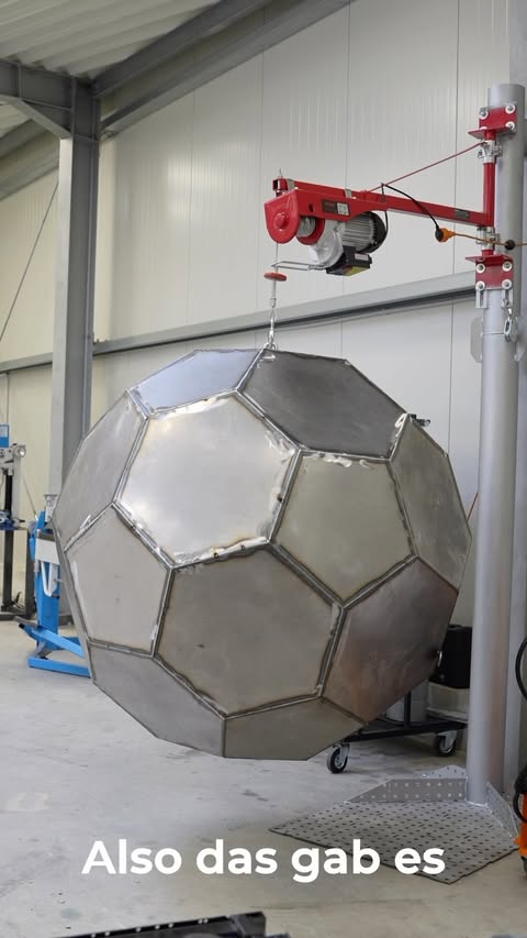 Instagram post by @igor_welder for xTool Deutschland. Caption reads: Gigant Ball with laser welding and cutting....