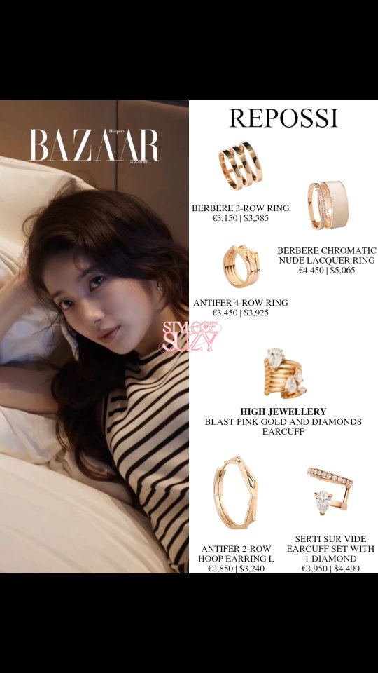 Instagram post by @styleof_suzy for Repossi. Caption reads: [...] x Suzy x Celine (💎) . Brand : @repossi When....