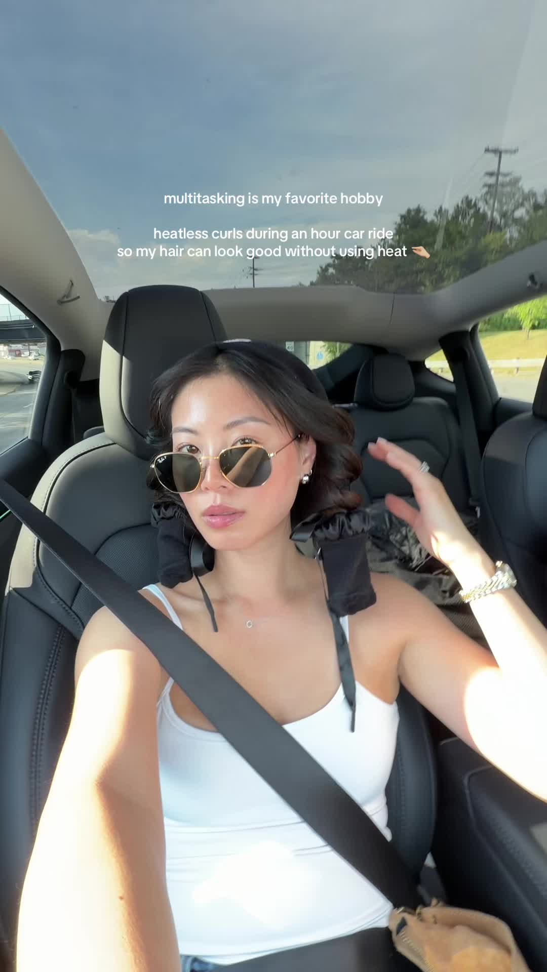 TikTok post by @vee.nessaaa for Sleepy Tie. Caption reads: [...] loving using the curly tie from @The Sleepy....