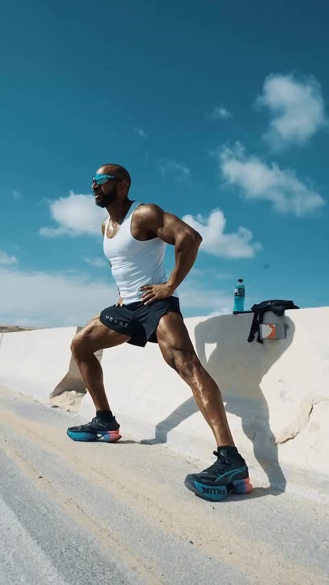 Instagram post by @karim_h_ebied for POWERADE. Caption reads: Run. Sweat. Hydrate. Repeat.....