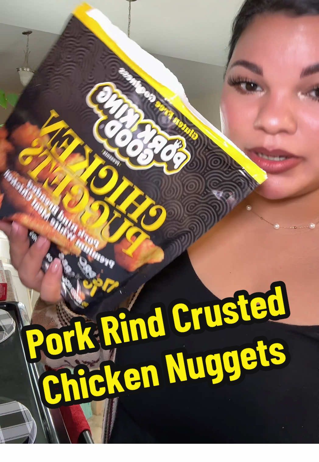 TikTok post by @thegloriadays for Pork King Good. Caption reads: [...] new favorite low-carb nugget 😋 @Pork King....