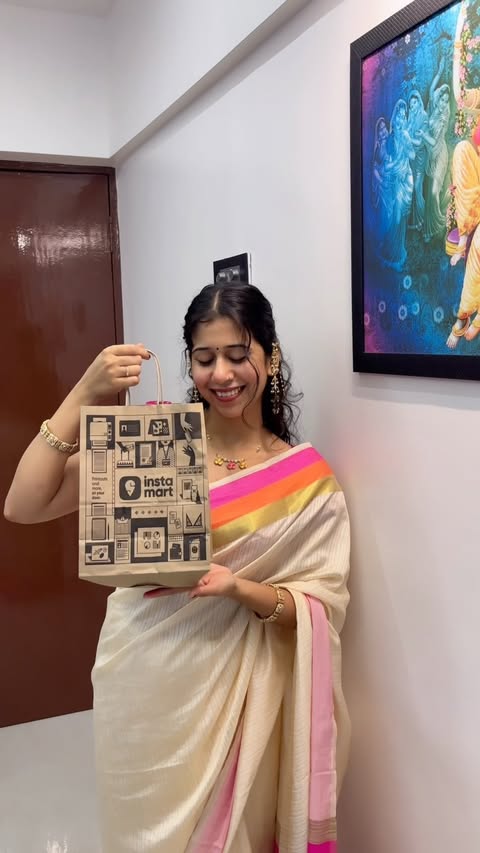 Instagram post by @radhiikavijay for Instamart. Caption reads: [...] forget something last minute, Swiggy....