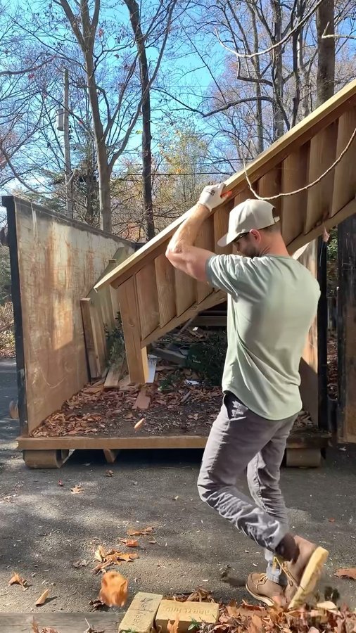 Instagram post by @atimprovements for Danner. Caption reads: Deck Demo Tips ⛏️

I recently had to demolish a....