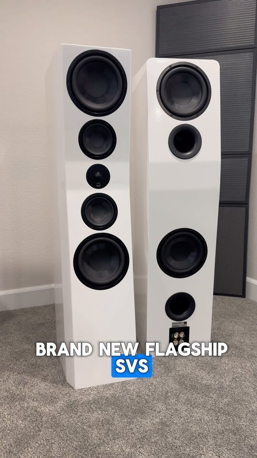 Instagram post by @woodys_soundup for SVS. Caption reads: [...] features on the flagship speakers from SVS,....