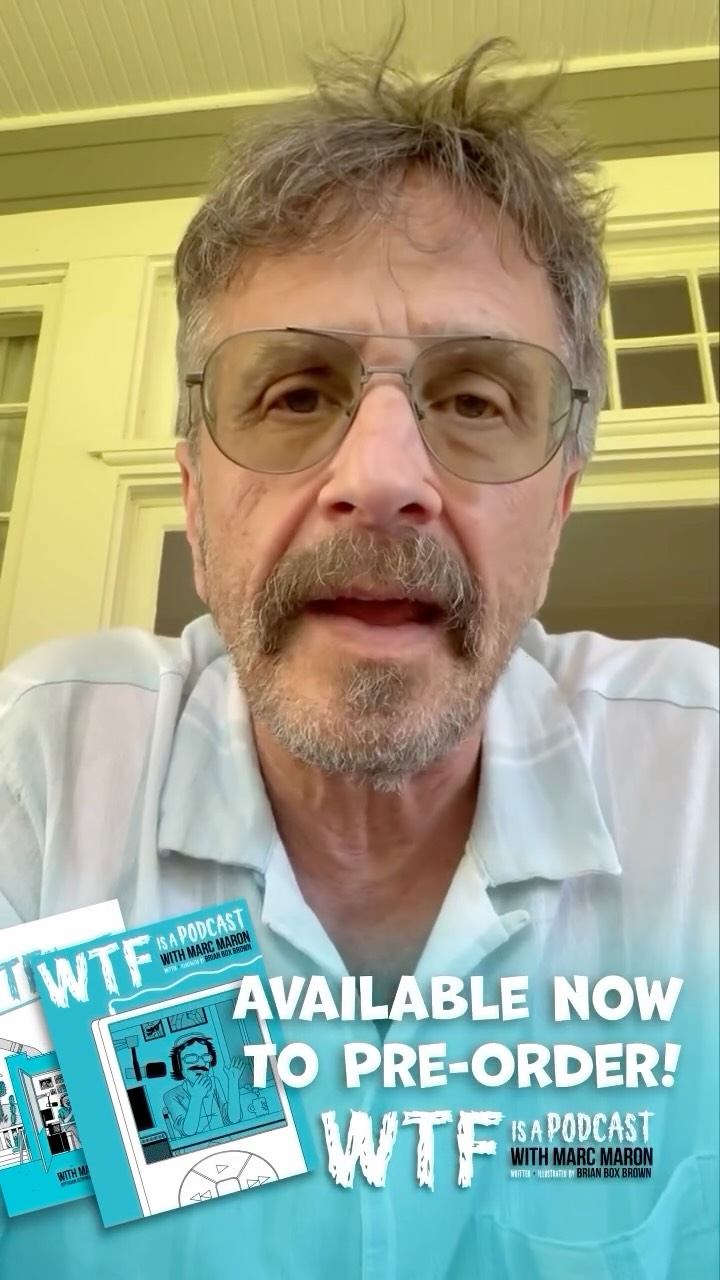 Instagram post by @marcmaron for Kickstarter. Caption reads: Launch day for the new graphic novel “WTF is a....