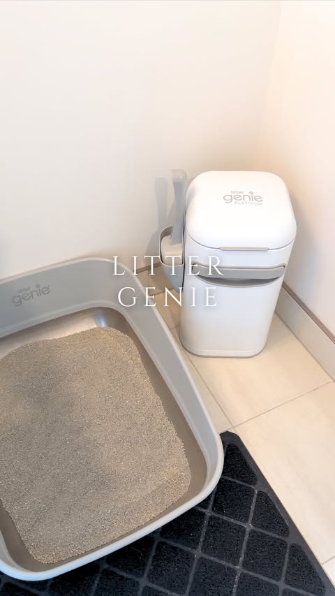 Instagram post by @cleanwithmelissa_ for Litter Genie. Caption reads: [...] routine one scoop at a time with Litter....