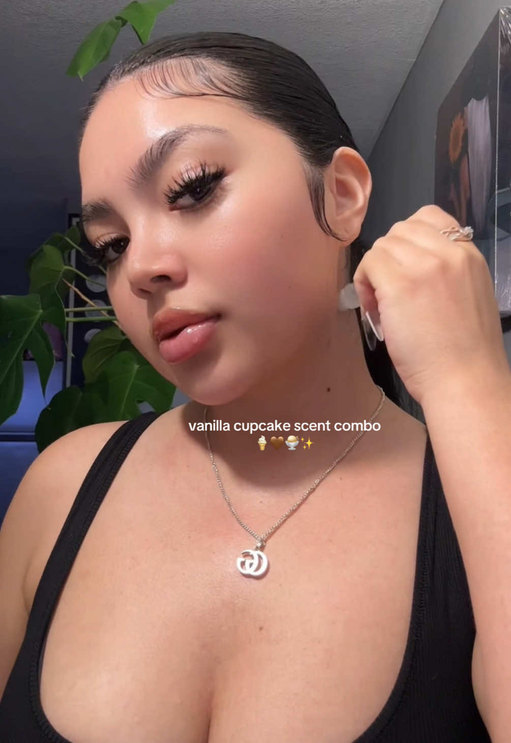 TikTok post by @shesbeenchill for DLA COSMETICS. Caption reads: [...] like a vanilla cupcake 😋🍨🤎🍦 @DLA....