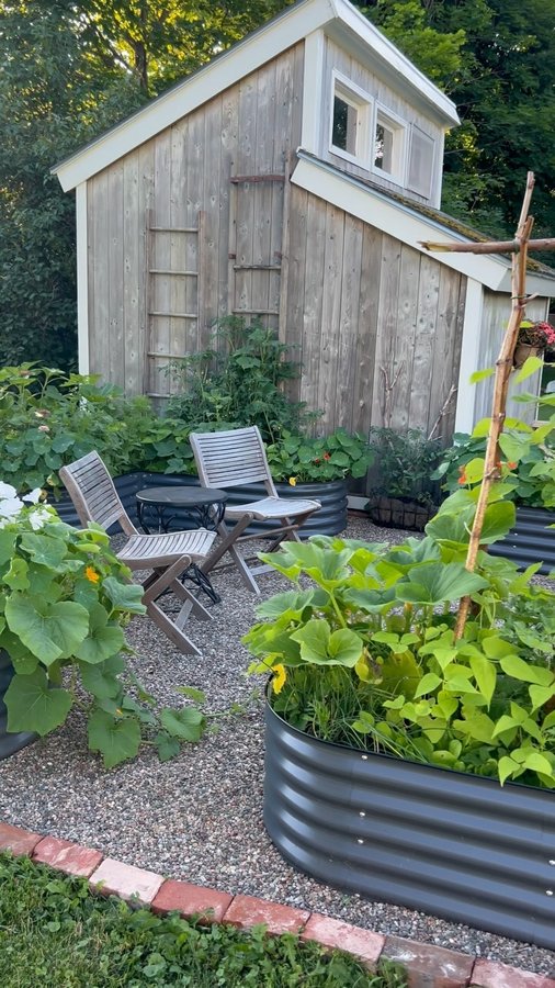 Instagram post by @cottageandblossom for Country Living. Caption reads: My heart is so full with this new vegetable garden....