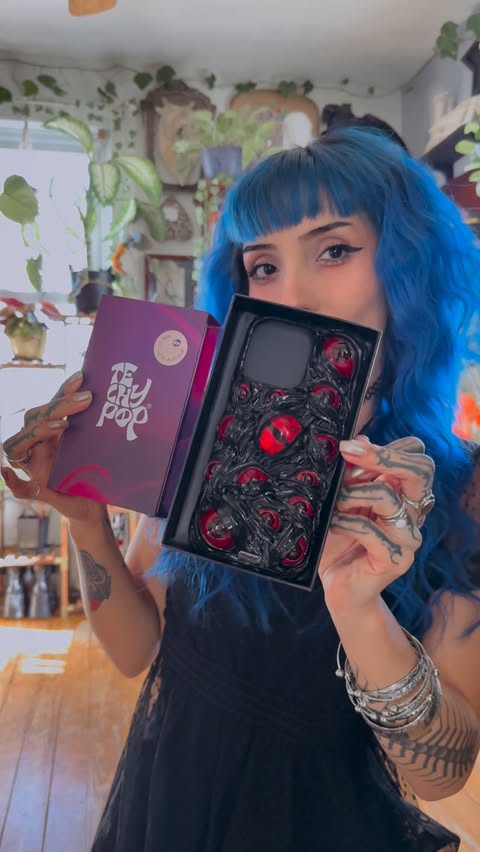 Instagram post by @witchy_womaan for Techypop. Caption reads: @techypop sent me this gnarly phone case! All of....