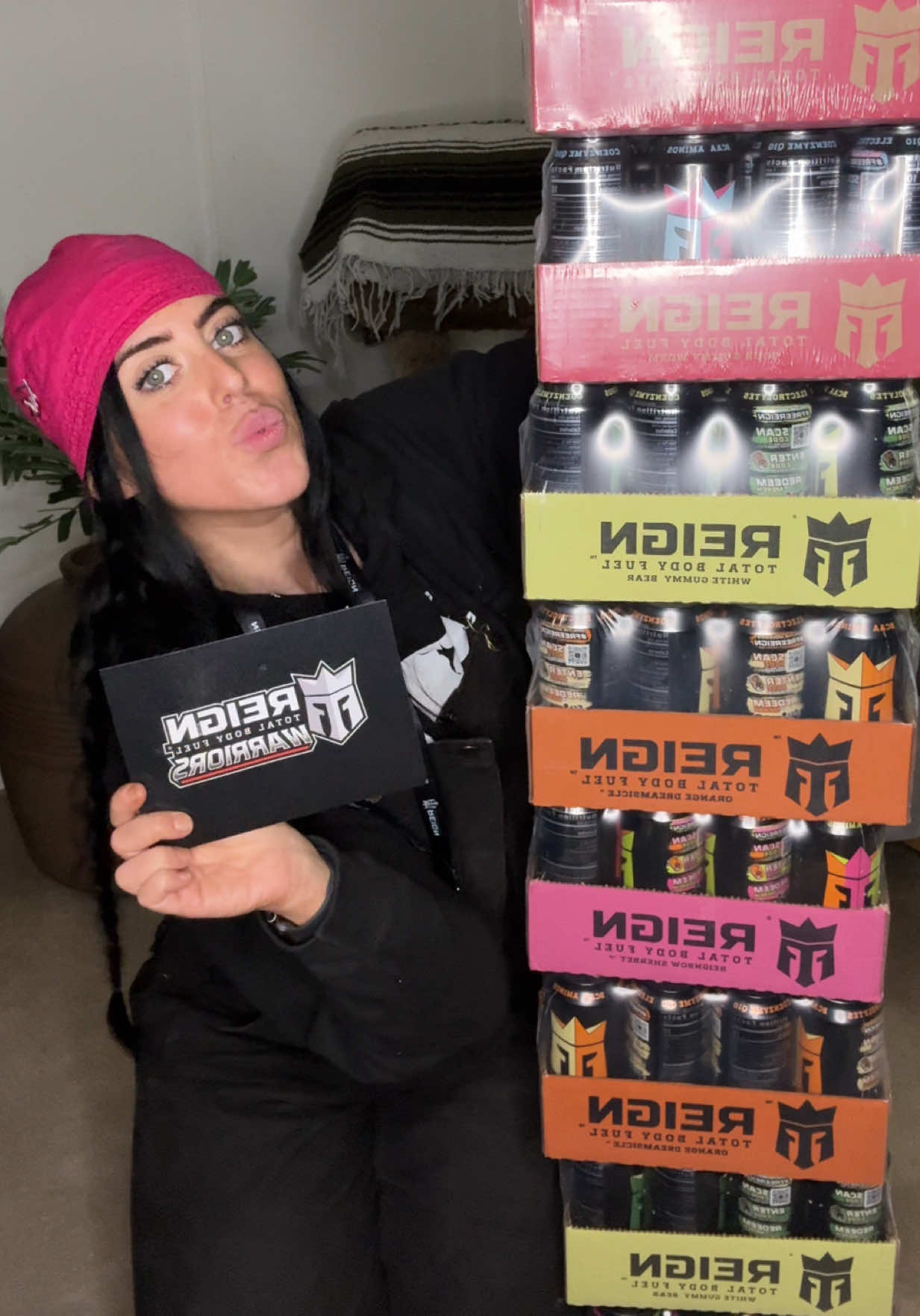 TikTok post by @krayburn00 for Reign Body Fuel. Caption reads: What energy drinks are ya’ll sippin’ on rn? @Reign....