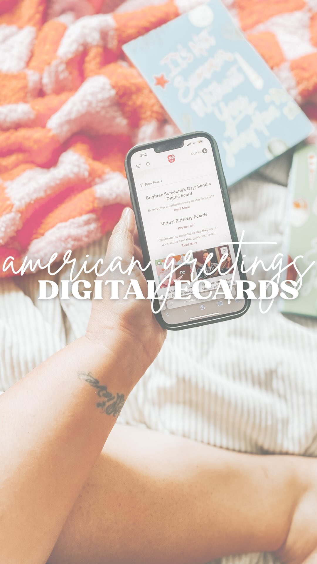 Instagram post by @gabby.bracey for American Greetings. Caption reads: @americangreetingsdigital making sending gifts....