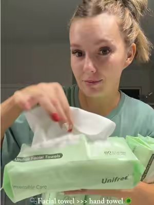 TikTok post by @momshopapproved for Unifree US. Caption reads: [...] on hand towels, these are my GO TO!....