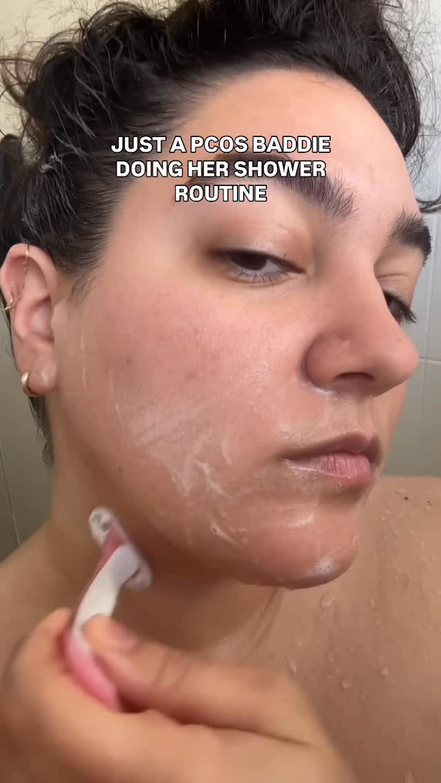 Instagram post by @nadiaaboulhosn for Gillette Venus. Caption reads: The usual shower routine 😂🪒 #pcos.