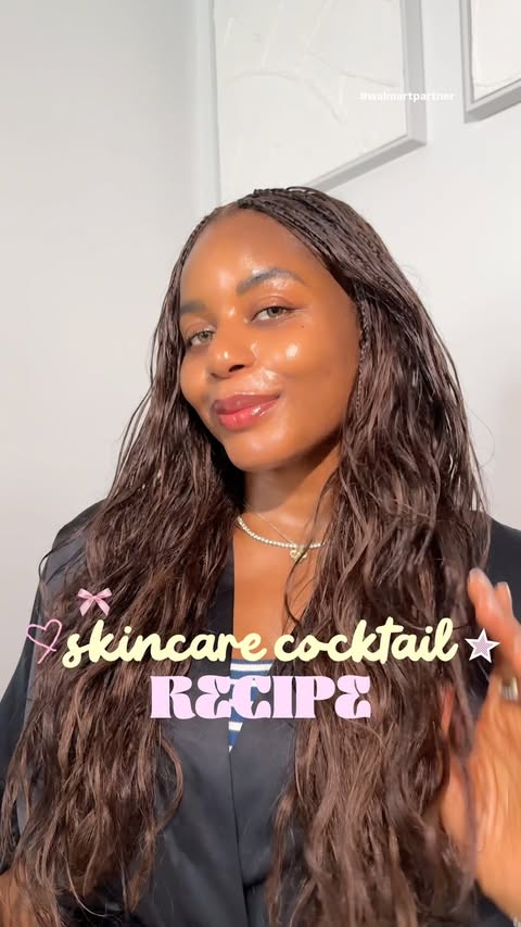Instagram post by @kayebassey for Walmart Fashion. Caption reads: Skincare cocktail recipe that you’ll be craving....