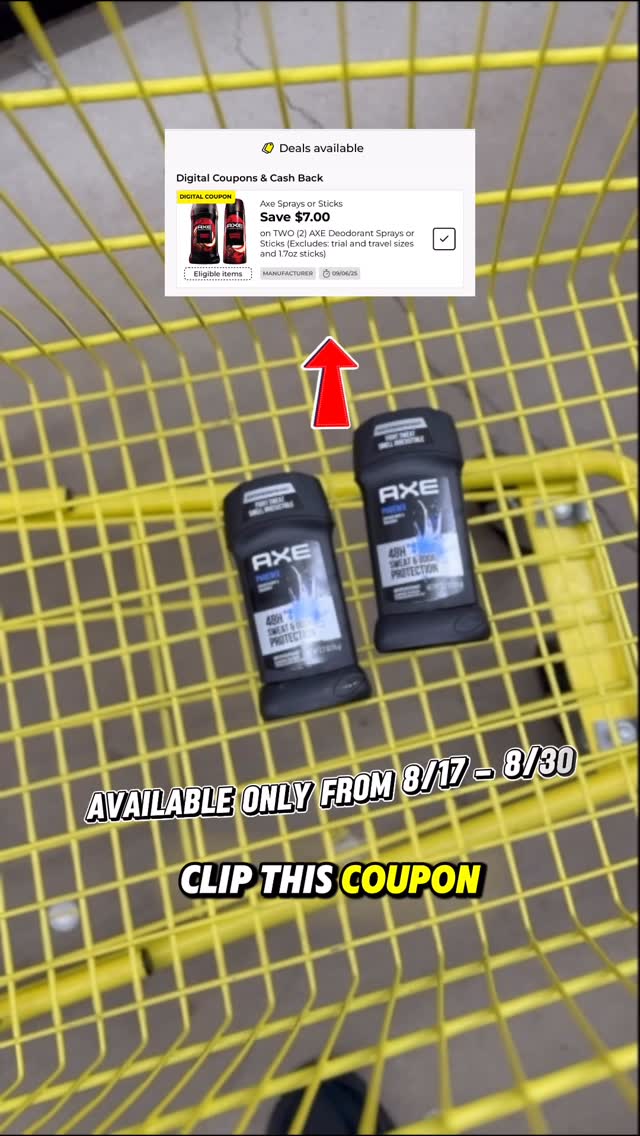 Instagram post by @couponingwithstar for AXE. Caption reads: Hurry! Dollar General came through with a $7 OFF 2....