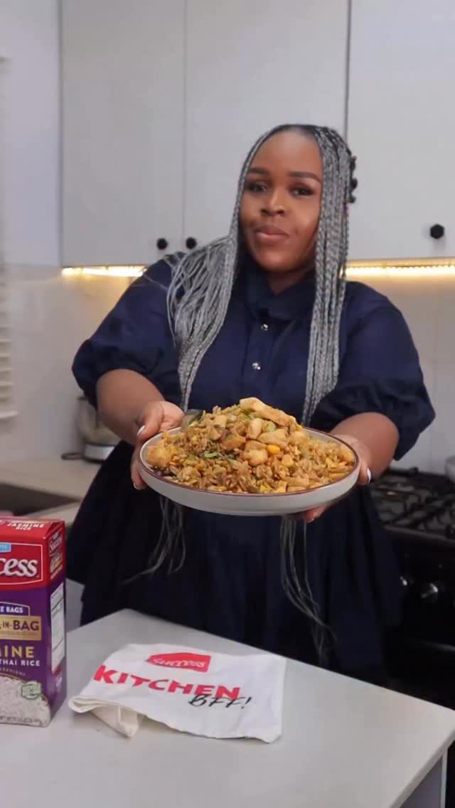 Instagram post by @mealswithabi for Success Rice. Caption reads: #AD Turn up the heat, turn up the flavor 🔥....