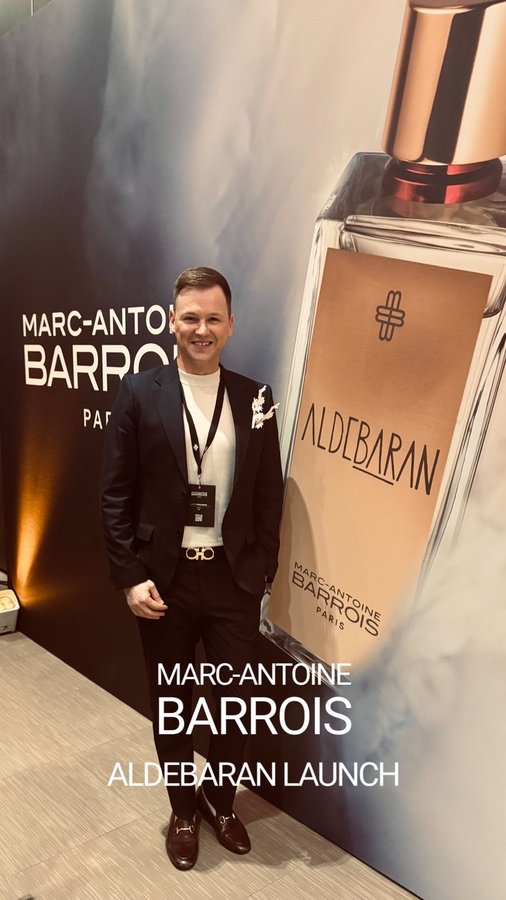 Instagram post by @blublazerguy for MARC-ANTOINE BARROIS. Caption reads: Marc-Antoine Barrois Aldebaran Launch 🌟 I was....