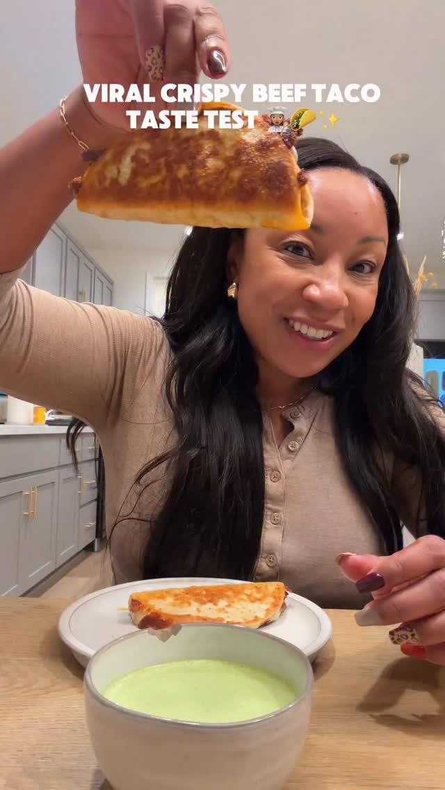 Instagram post by @lex.loves_ for Pacific Foods. Caption reads: Viral ✨crispy✨( not crunchy 😃) beef tacos taste....