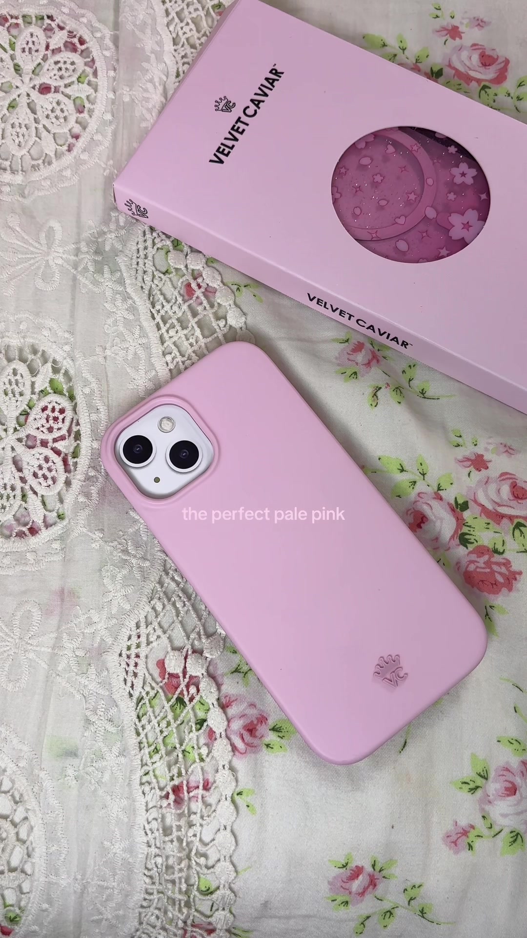 TikTok post by @danarosetta for VELVET CAVIAR. Caption reads: pink phone cases >> @velvetcaviar #phonecase #pink....