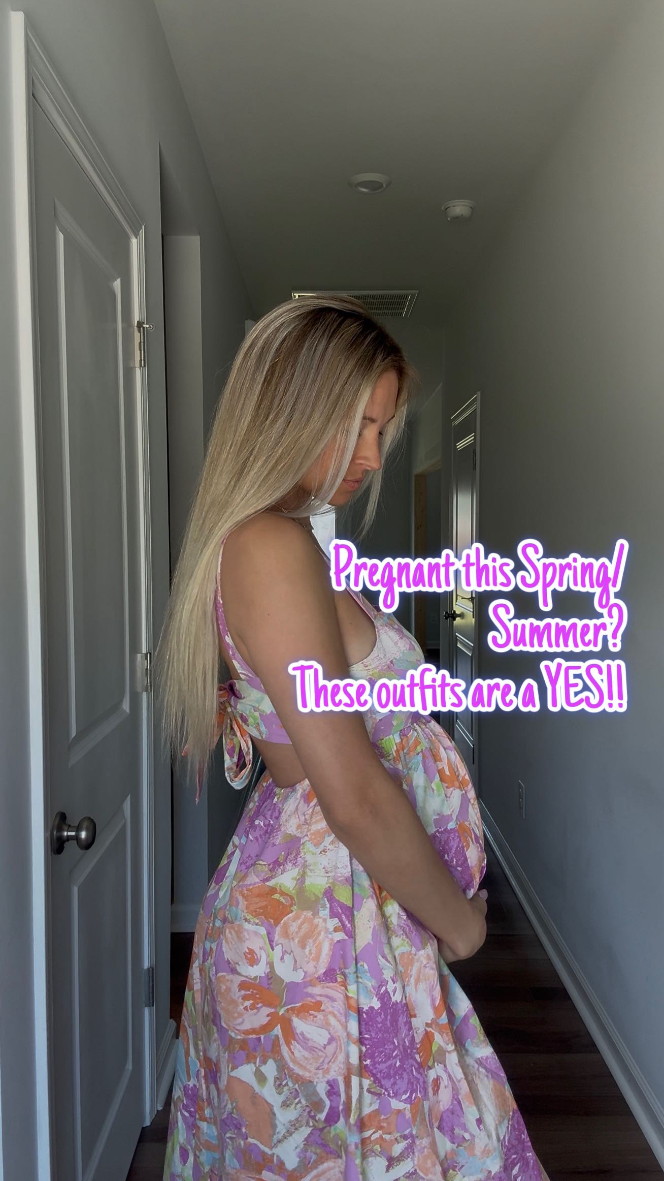 Instagram post by @nikkimwashington for PinkBlush Maternity. Caption reads: I’m 32 weeks pregnant and tried on some of the....