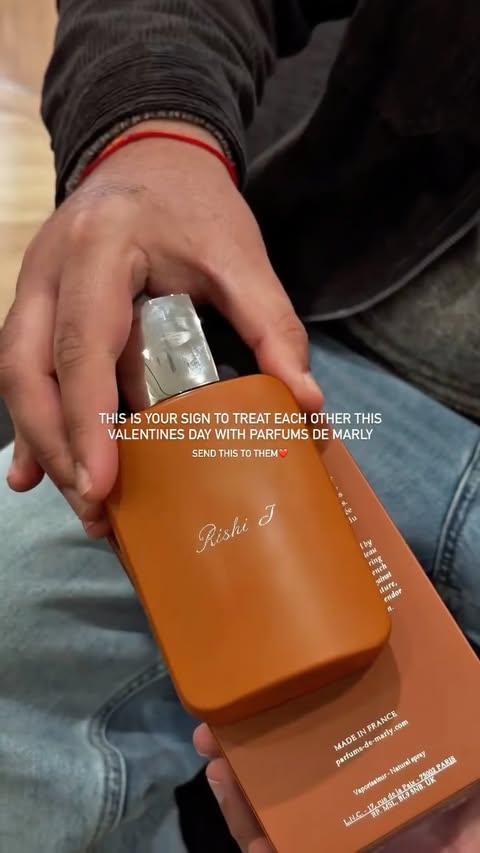 Instagram post by @rishi_j7 for PARFUMS de MARLY. Caption reads: [...] other this Valentine’s Day with Parfums de....